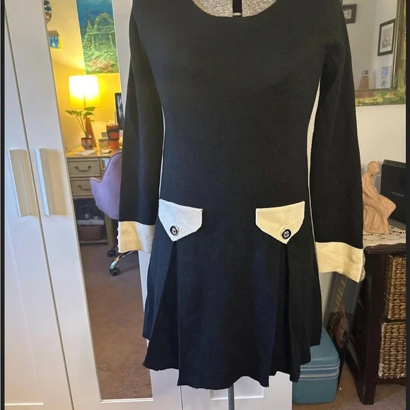 Vintage Moschino Jeans Sweater Knit Black Dress L (fits S/M) - Picture 5 of 13